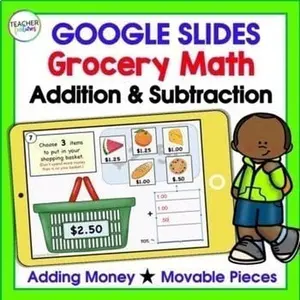 Grocery Store Math | Addition, Subtraction & Money Google Slides for 2nd-3rd Grade