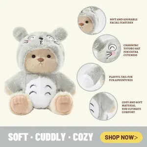 TEDDY HUGGY Adorable Teddy Bear Collection - Totoro Outfit Paired with a Cute Teddy Bear - 12 Inches Tall - Soft Plush Toy with Movable Joints - The Perfect Gift for Any Age.