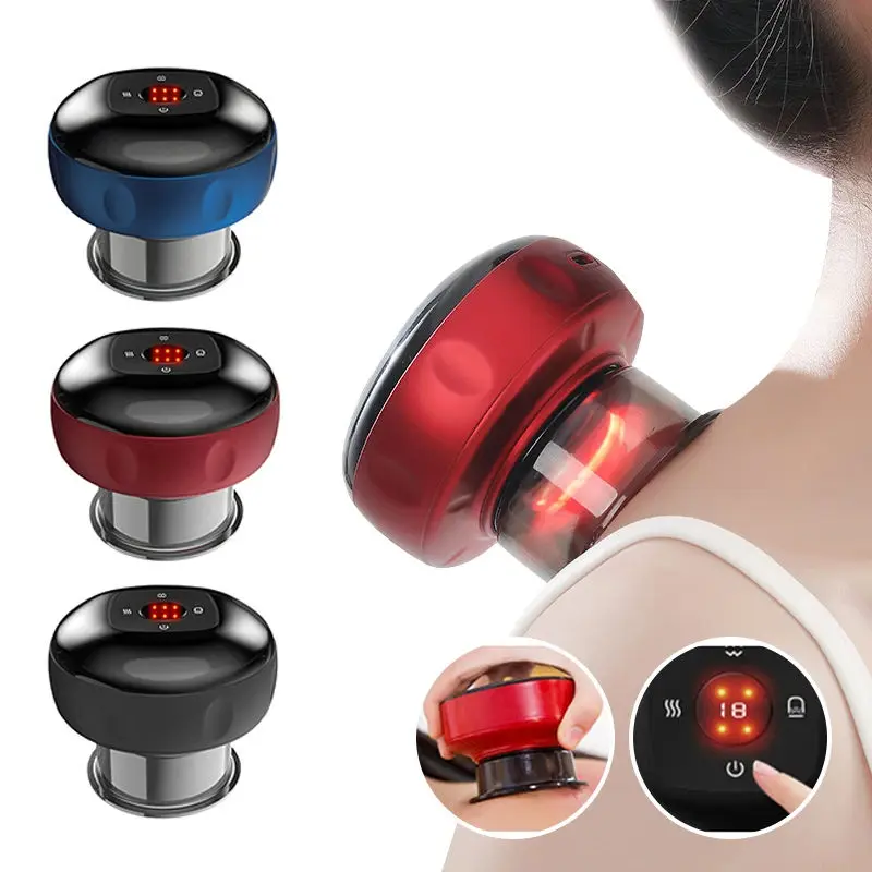 Electric Cupping Massager for Low Back Pain Relief, a Massage Device with Red Light Therapy, Heat & Advanced Suction for Daily Self-Care, Massage Devices, Customize Mode, Heat+Redlight, Muscle Relief, Advanced Suction Technology, Home Travel