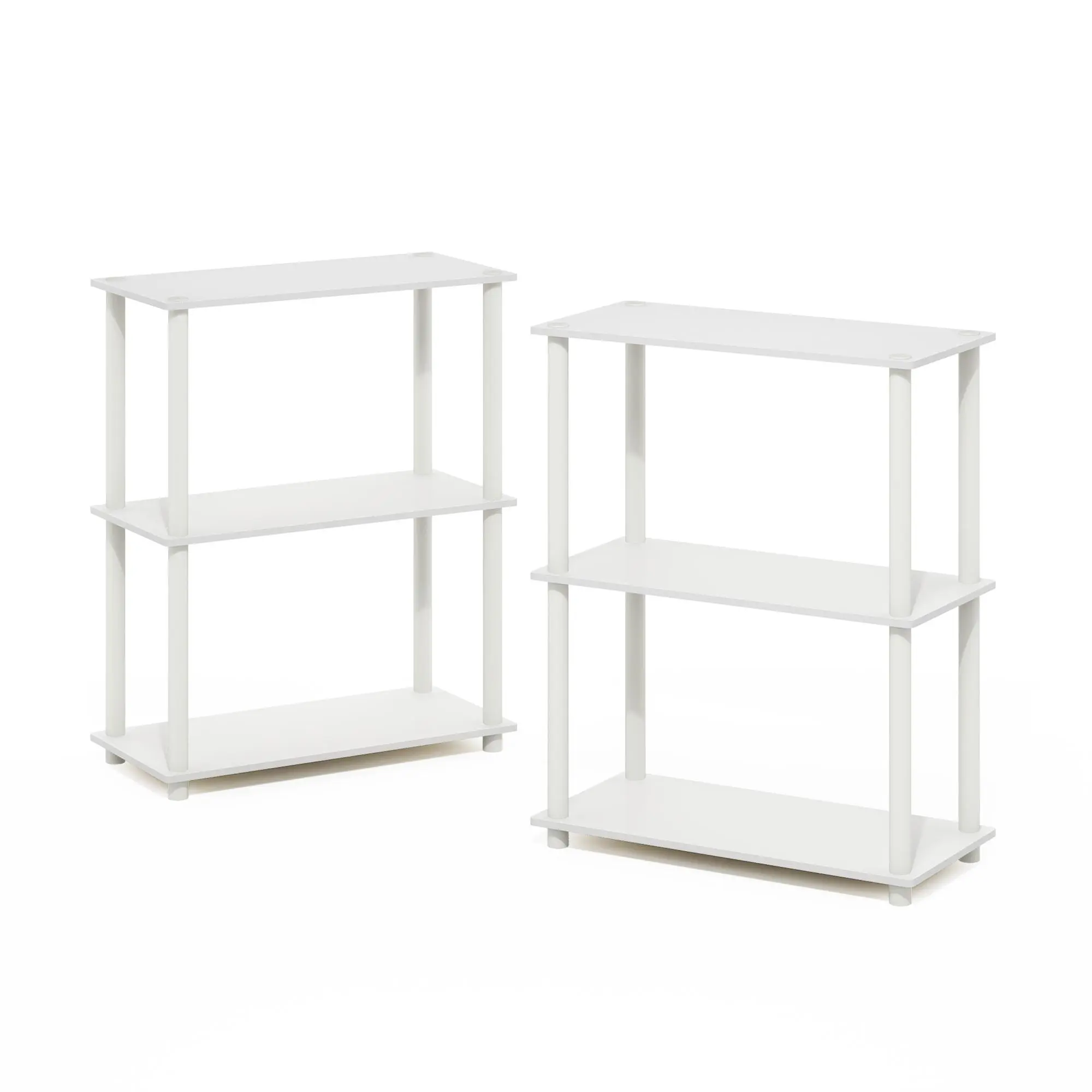 TURN-N-TUBE 3-Tier Corner Storage Shelf for Living Room, Garage, Home Office, White