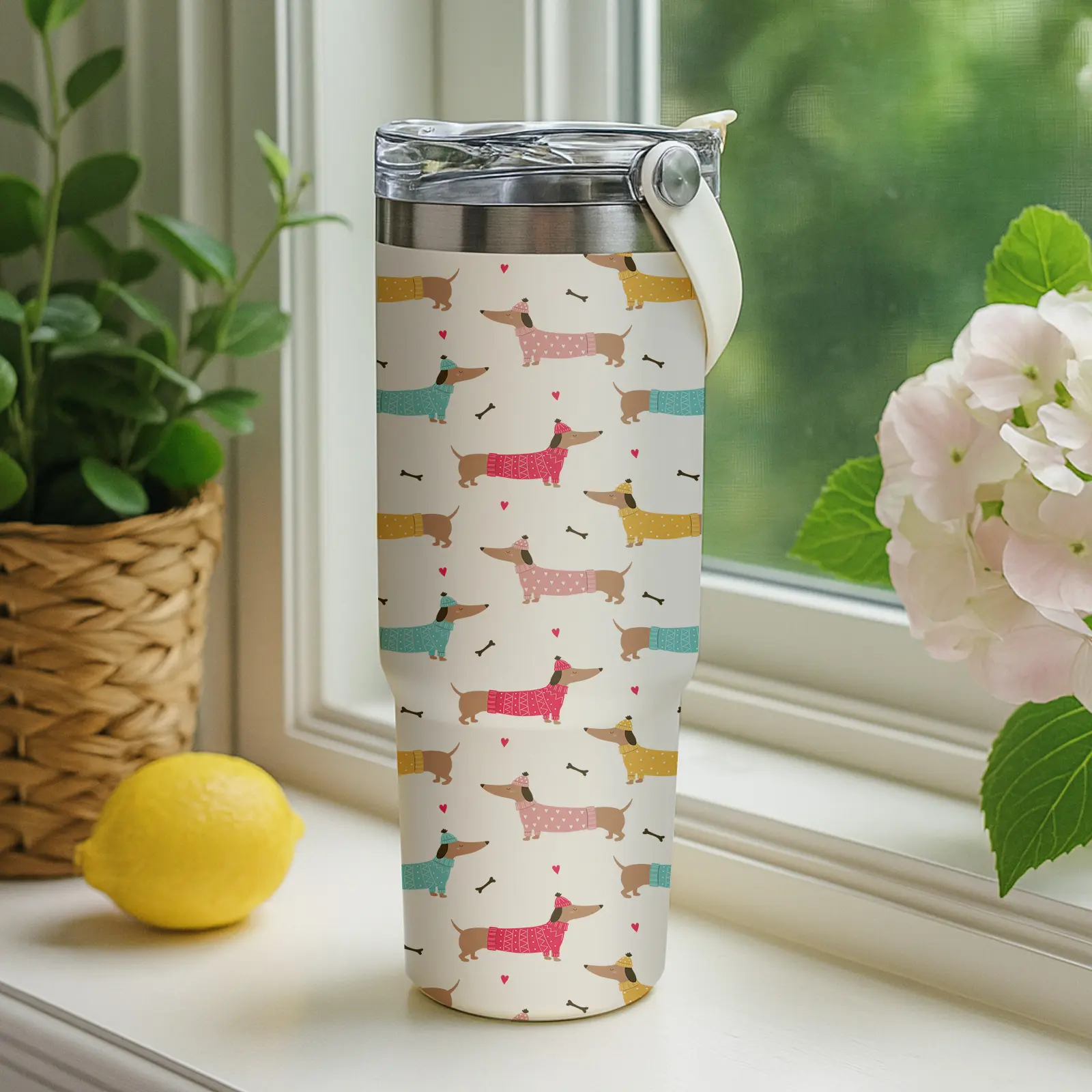 Dog moms NEED this 30oz dachshund tumbler, Hot coffee 12H, iced drinks 24H, cutest travel cup ever! Insulated Travel Drinkware Stainless Steel Flask Portable Insulated Tumbler