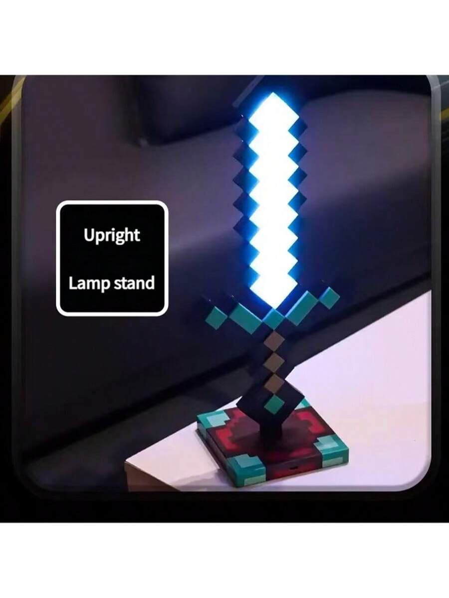 Diamond Sword Night Light Ornament, Color Changing Sword Game Accessory Gift Toy Model Table Lamp Decoration Christmas Gift