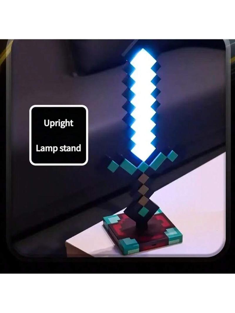 Diamond Sword Night Light Ornament, Color Changing Sword Game Accessory Gift Toy Model Table Lamp Decoration Christmas Gift