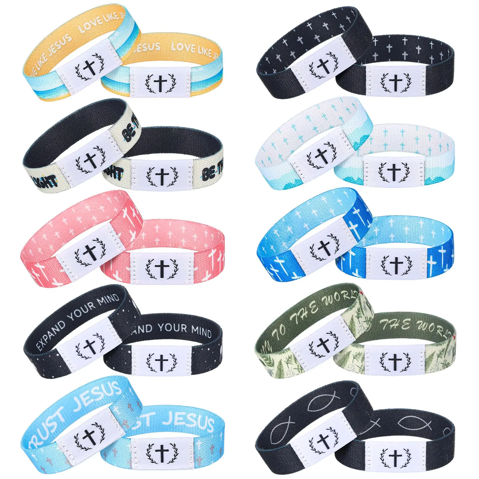 10pcs Daily Bible Verse Bracelets Christian Gifts for Student Teacher Women Men Religious Faith Bracelets Waterproof Scannable NCF Bracelet Faith Bracelets Gift for Church Back to School Sunday School Classroom Rewards Goodie Bag Stuffers Party Favor