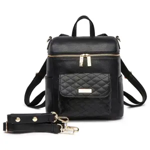 Functional Backpack Diaper Bag - Ebony Black, Adjustable Straps, Multiple Pockets