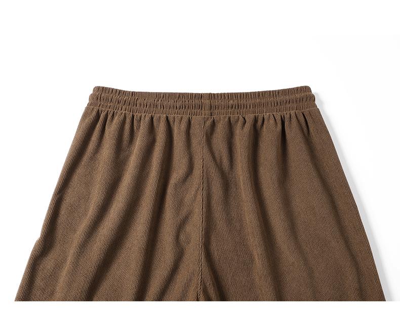 Men's solid color retro spring and autumn loose straight corduroy new vertical tube elastic casual sweatpants, retro texture, with drawstring pockets, soft, breathable and comfortable, suitable for daily leisure sports hiking