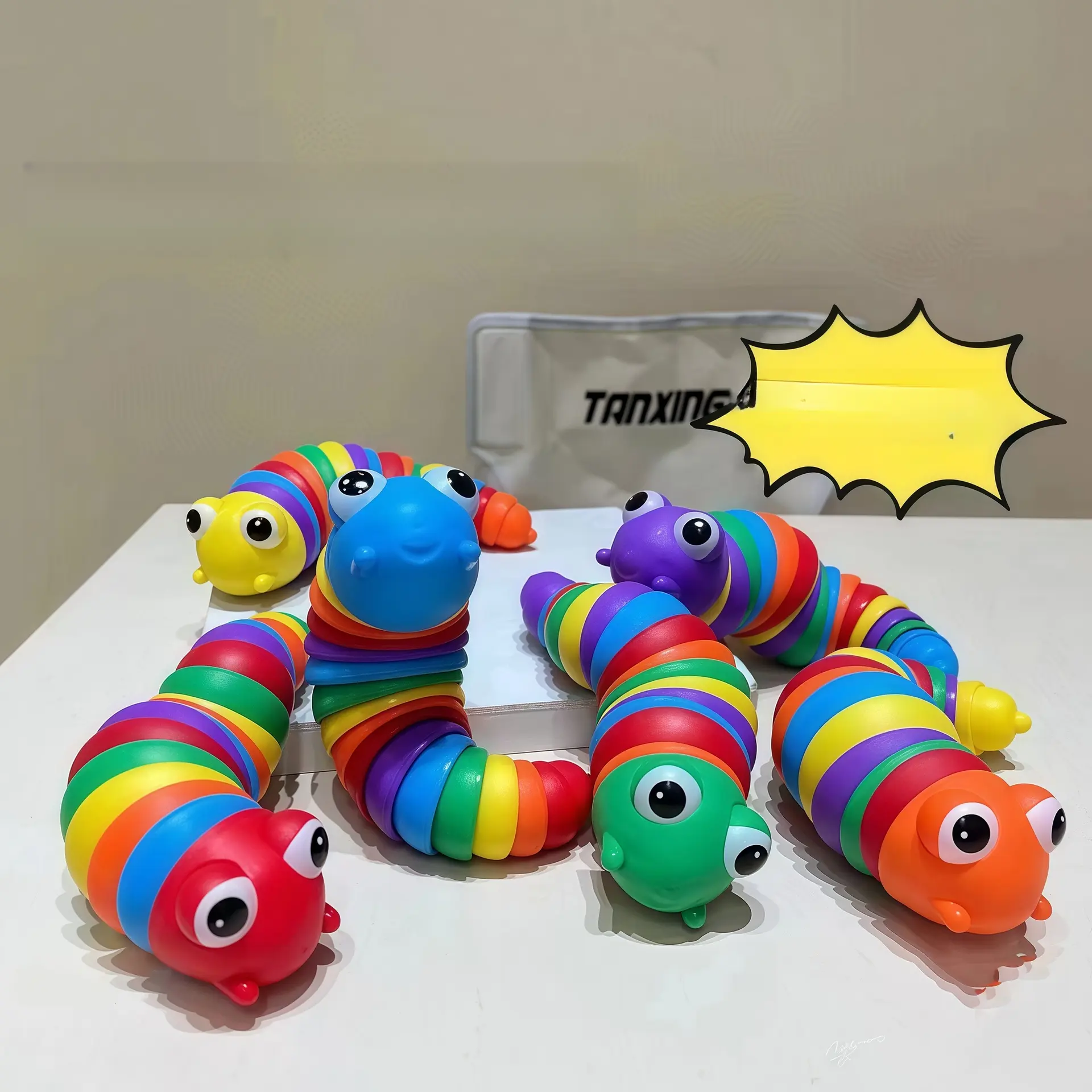 Colorful  ever-changing twisting caterpillar toy for children, promoting color recognition, early education, stress relief,  pranks, perfect for boys  girls. Pull Back Monster Car and Truck Pack Mystery Dumpling Squishy duck Milk Bread silent fidget new