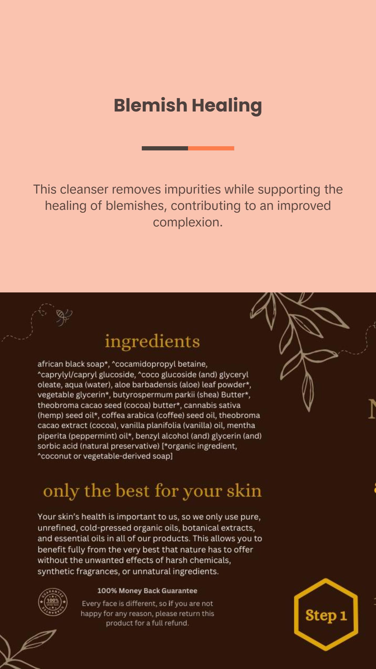 Honey & Herb African Black Soap Facial Cleanser with Cocoa & Shea Butter