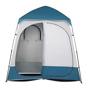 VINGLI 2 Room Shower Tent, 7.5 FT Instant Pop Up Shelter with Carrying Bag, Privacy Changing Room Tent,Perfect for Portable Toilet, Camping, Dressing, Outdoor Indoor, Easy Set Up