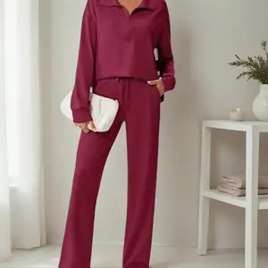 PINSPARK 2 Piece Sets for Women 1/2 Zip Sweatsuit Loose Fit Sweatshirt Straight Leg Pants 2025 Matching Outfit Fall Tracksuit