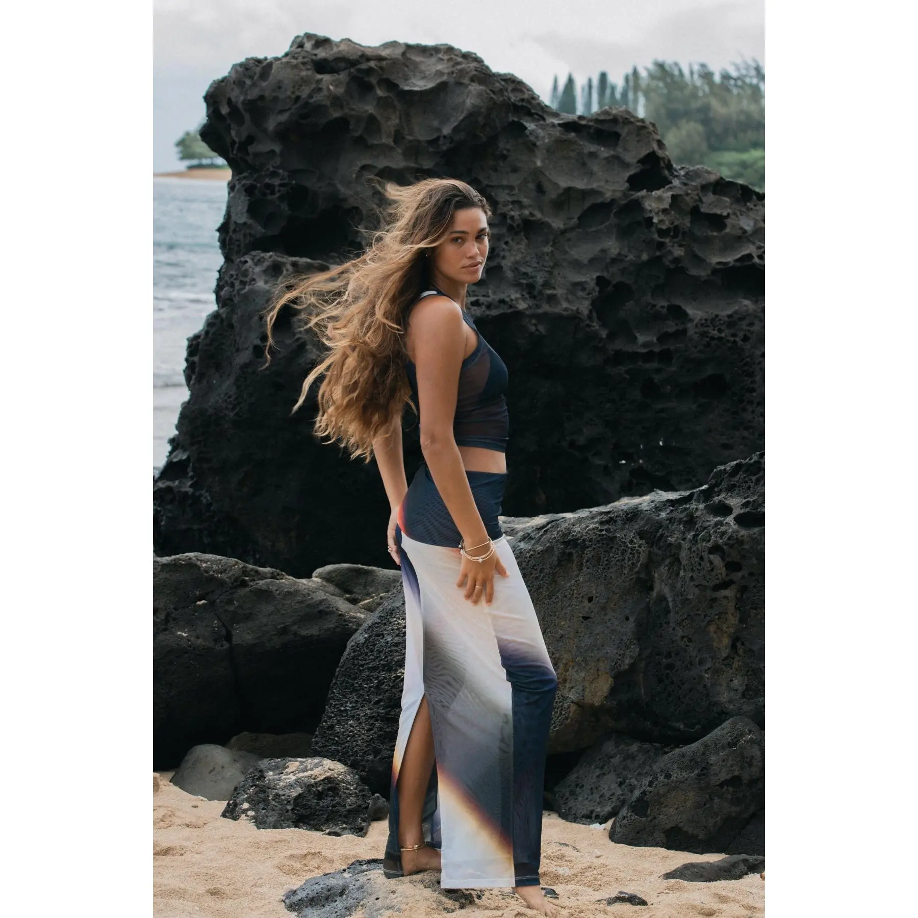 MESH FOLDOVER MAXI SKIRT