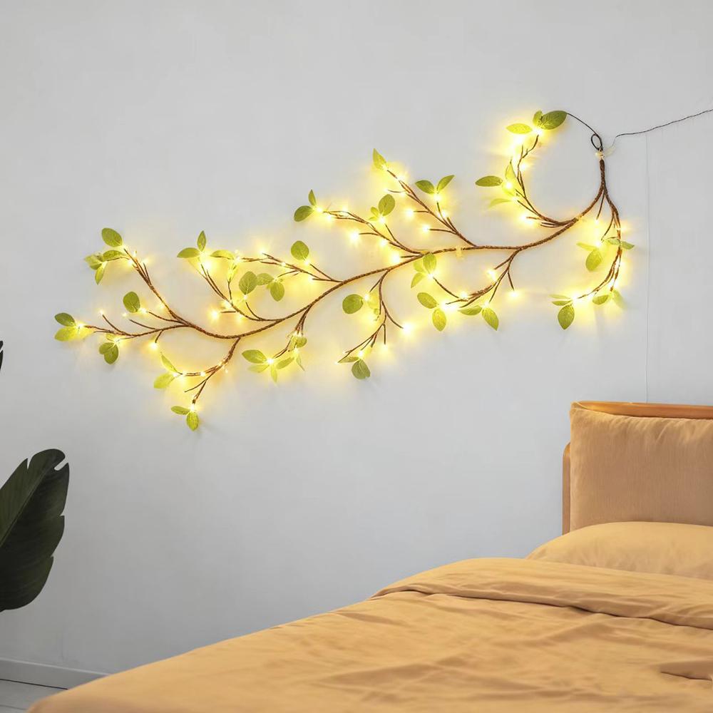 Leaf String Lights for Wall Willow Vine Tree Branch Lights Decoration Gift with 96 LED Light and Remote 8 Lighting Modes for Bedroom Wall Doors Windows Wedding Christmas