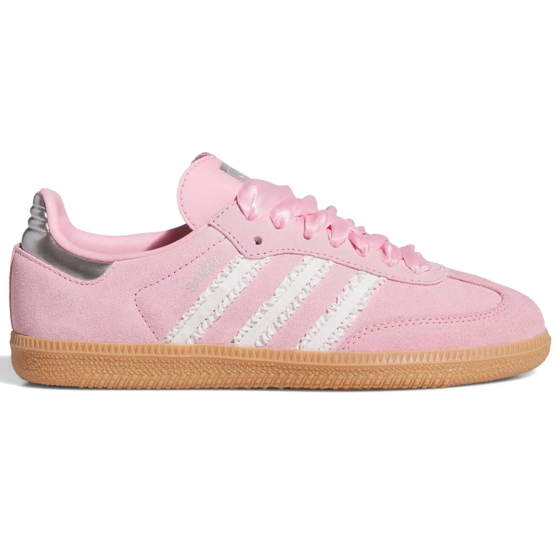 Adidas Samba OG Pink Ribbon Ruffle Stripe Silver Sneaker Authentic Original Athletic Sports Trainer Casual Everyday Shoe for Women & Girls sneaker girl Wide Youth Women's, Sports Shoes, Footwear, Sporty Chic
