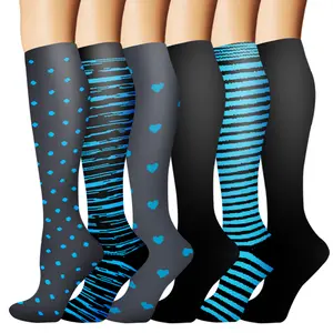 6 Pairs Compression Calf Socks Unisex Designed for Daily Comfort Breathable Quick Dry Anti Odor Athletic Socks for Running Hiking Gym Yoga Travel Work and Everyday Activities