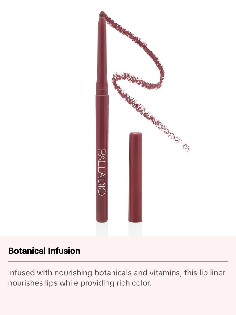 Palladio Retractable Waterproof Lip Liner High Pigmented and Creamy Color Slim Twist Up Smudge Proof Formula with Long Lasting All Day Wear No Sharpener Required