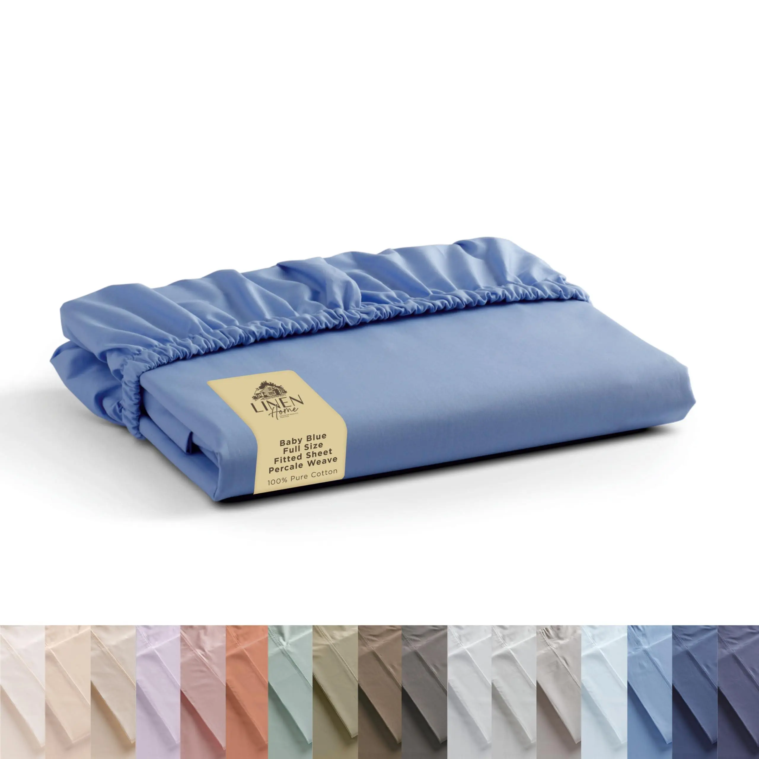 Linen Home 100% Cotton Percale Weave Fitted Sheet, 1 Deep Pocket Fitted Sheet, Fits Mattress Upto 16", Crisp and Cool Strong Bed Linen