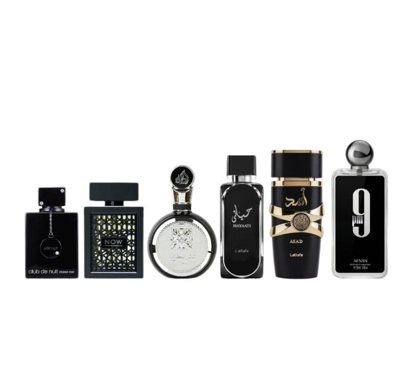 Club de Nuit + Rave Now + Fakhar + Hayaati + Asad + 9 PM Black Bundle | Eau De Parfum | 100 ML - 3.4 oz | Bergamot - Citrus & Vanilla Notes | EDP Fragrance Club de Nuit + Rave Now + Fakhar + Hayaati + Asad + 9 PM Black Bundle | Eau De Parfum | 100 ML - 3.4 oz | Bergamot - Citrus & Vanilla Notes | EDP Fragrance