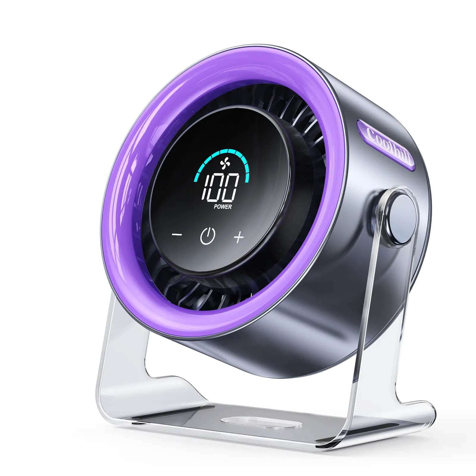 Coolhill Desktop Fan Quiet Portable Fan Turbo Table Fan for Office Bedroom White noise fan Air Circulator Fan with 100 Speeds 120 °Adjustable Tilt Digital Display Low Noise Rechargeable Battery Wall-Mouted Design for Home Office Travel Small Table Fans