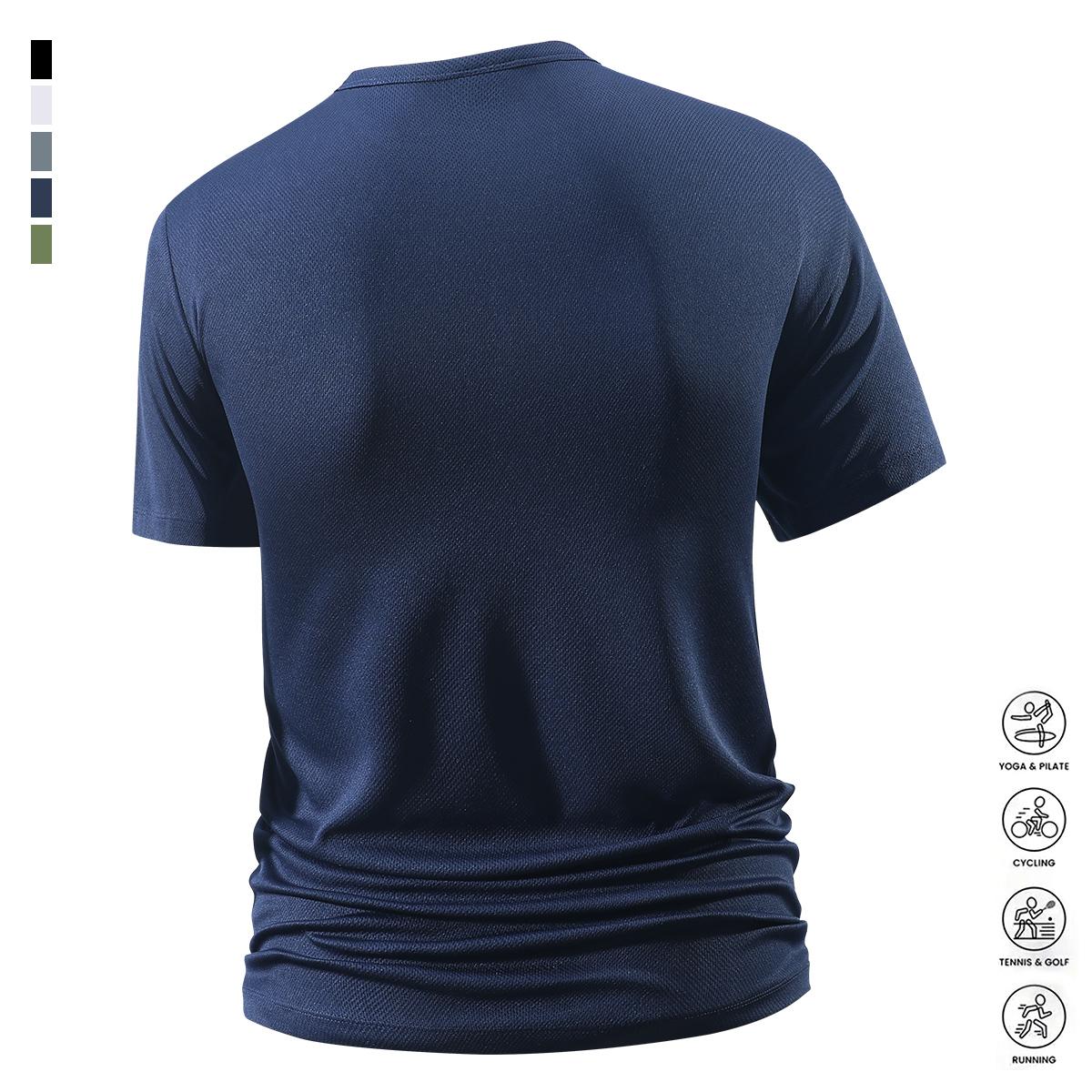 4 Pack Men's Lightweight Casual Short Sleeve Breathable Henley Shirt, Comfortable Versatile Moisture Wicking Quick Dry T-Shirt with Stretch, Fashionable Solid Color Lightweight Trendy Button Down Shirt for Everyday Outdoor Use, Suitable for Casual Outings