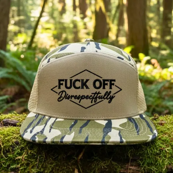 F*ck Off Disrespectfully  Funny Trucker Hat, Embroidered Snapback Cap with Bold Graphic Design, Adjustable Mesh Baseball Hat for Men Women, Streetwear Style Casual Outdoor Hat, Trendy Unisex Gift