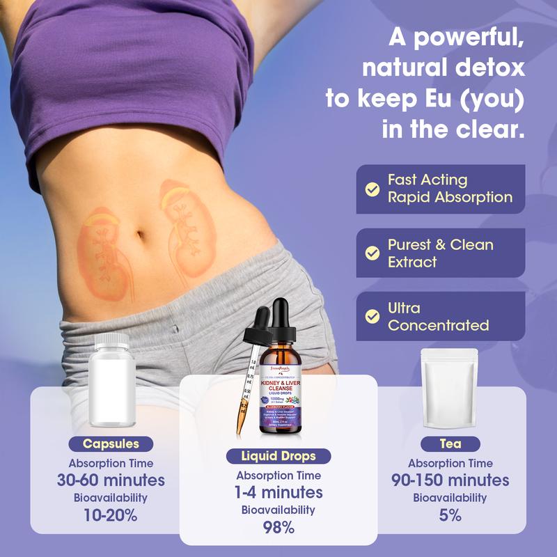 GreenPeople 27-in-1 Kidney Cleanse Detox & Repair Drops 20:1 Cranberry Extract & Chanca Piedra Urinary Tract & Liver Cleanse Vegan Supplement Alcohol-Free Non-GMO