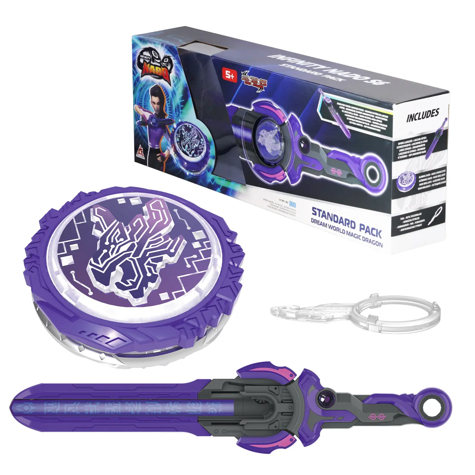 INFINITY NADO Battling Toys, Battle Set for 8-12 with Spinning Top & Sword Launcher, Metal battling Game top for Boys and Girls Age 5+, Magic Dragon