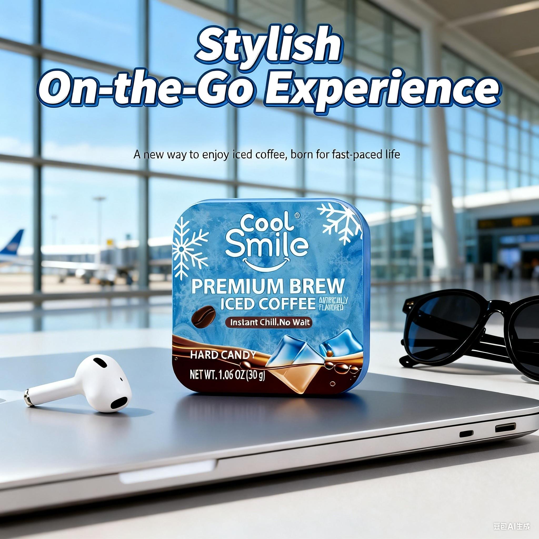 AMOS Cool Smile Coffee Candy | Iced Coffee Flavor | Pocket Energy Boost | Instant Chill, No Wait | Refreshing Brew Anytime Anywhere