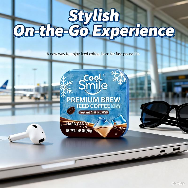 AMOS Cool Smile Coffee Candy | Iced Coffee Flavor | Pocket Energy Boost | Instant Chill, No Wait | Refreshing Brew Anytime Anywhere