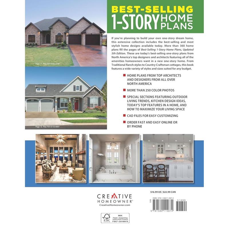 Best-Selling 1-Story Home Plans, 5th Edition: Over 360 Dream-Home Plans in Full Color (Creative Homeowner) Craftsman, Country, Contemporary, and Traditional Designs with More Than 250 Color Photos Paperback – September 7, 2021