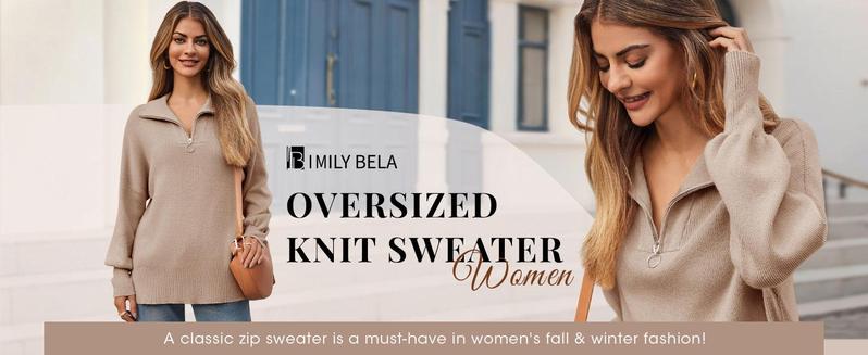 Saodimallsu Womens Tunic Sweater Fall Long Sleeve 1/4 Zip Pullover Sweaters Oversized Slouchy Ribbed Knit Sweatshirt with Slit Saodimallsu Womens Tunic Sweater Fall Long Sleeve 1/4 Zip Pullover Sweaters Oversized Slouchy Ribbed Knit Sweatshirt with Slit