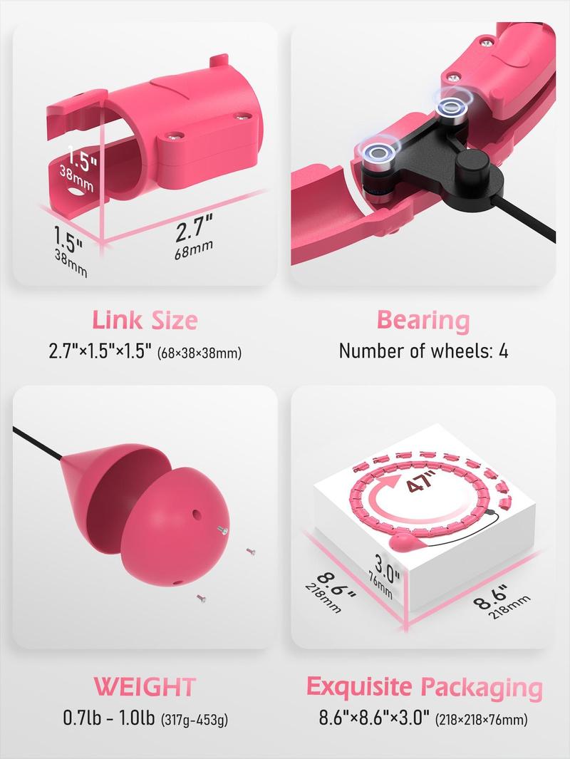 JLoibao Smart Weighted Fitness Hoop Plus Size Adult 2-in-1 Ring 24 Detachable Sections Durable Low Noise Home Training Equipment