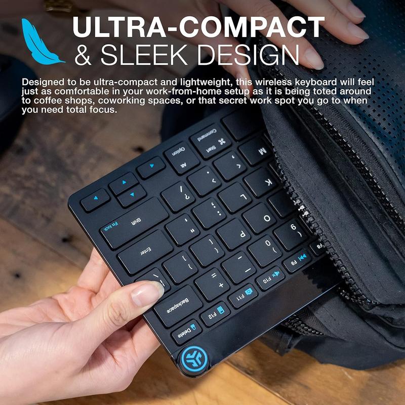 JLab Go Wireless Keyboard, Connect Via Bluetooth or USB Wireless Dongle, Multi-Device Ultra-Compact for a Minimalist or Portable Set-Up