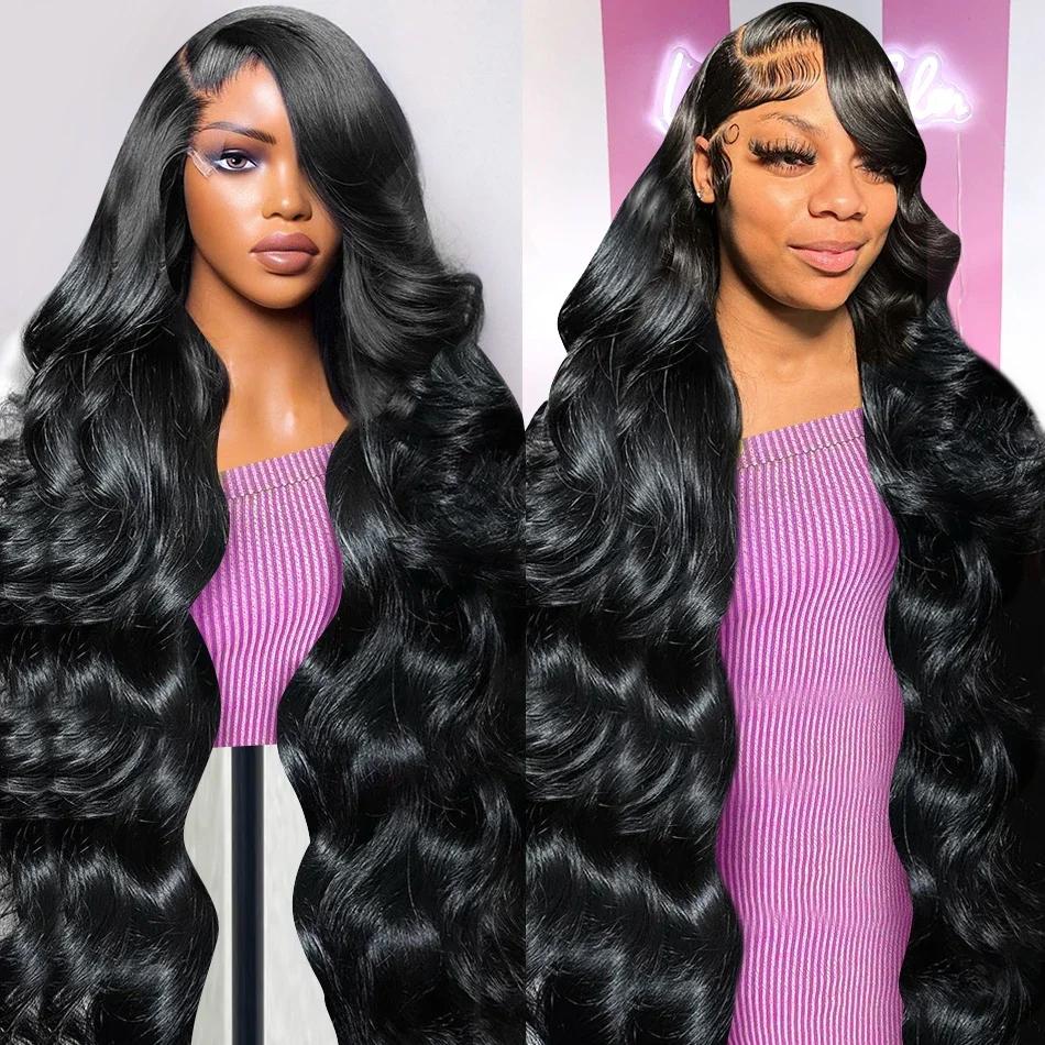 Bling Hair Body Wave 13x6 13x4 HD Transparent Lace Front Wig Natural Black Hot Red and Chocolate Brown Color Wig Pre Plucked 99J Burgundy and Reddish Brown Lace Frontal Human Hair Wigs For Women 180% Density