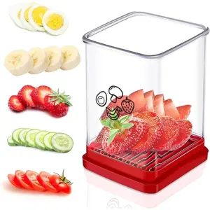 Fruit Slicer Cup for Strawberry, Banana, Hard-Boiled Egg - Detachable Cutter with Push Plate - Rapid & Safe Slicing Kitchen Gadget for Quick Meal Prep