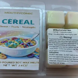 Mouthycomic Wax Cereal Wax Melt Bar Hand-Poured Soy Wax Melts Fruity Cereal Scent with Bright Citrus Sugary Fruit & Sweet Vanilla Milk Notes 2.4 oz