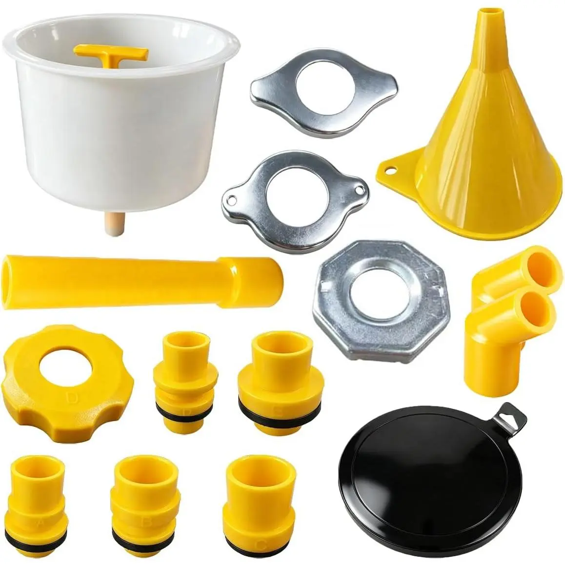 15PCS Polypropylene No-Spill Coolant Funnel Kit - Spill-Proof Auto Radiator Filling & Flush Kit with 1 Plug & Adapters, Transparent View Universal Antifreeze Bleeder Tool for Most Cars/Trucks, Universal Size