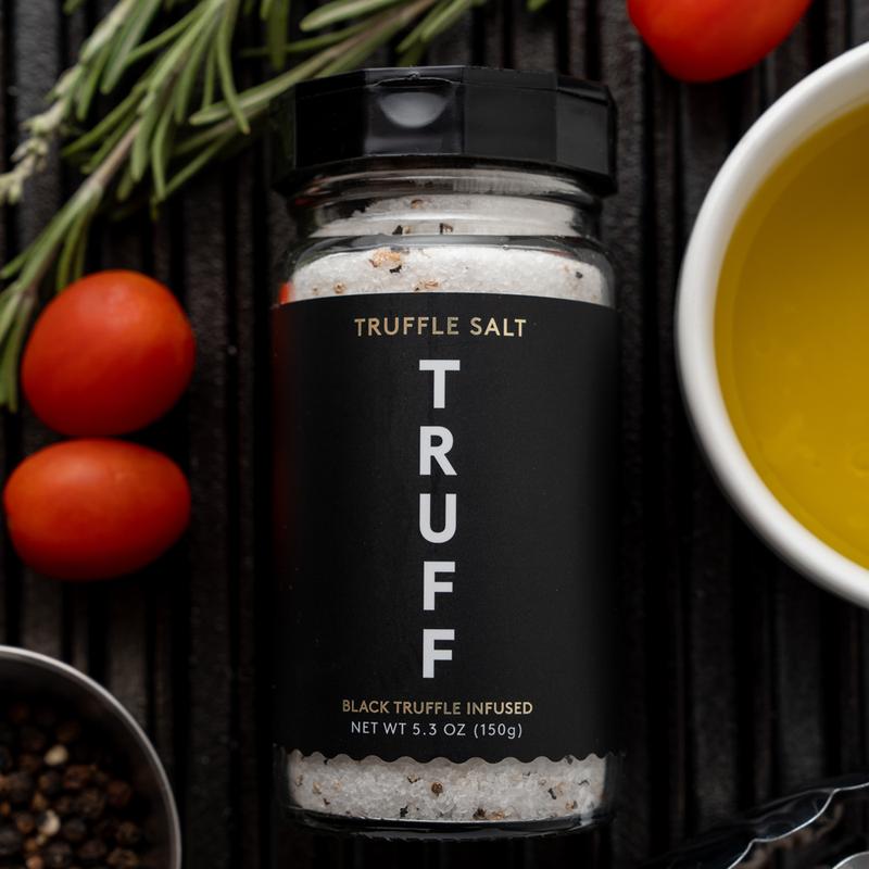 TRUFF Black Truffle Salt, Fine and Coarse Sea Salt, Dried Black Summer Truffles, Specialty Seasoning for A Truly Aromatic Flavor Experience, For the Finest Steaks or Unique Everyday Popcorn, 5.3 oz