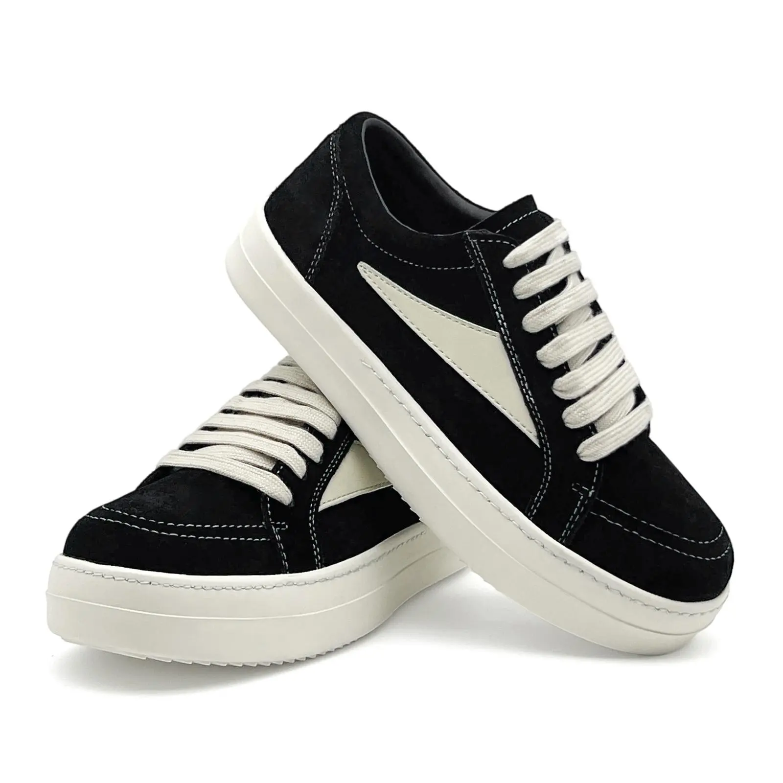 Lumubby Men's Retro Cow Suede Chunky Ankle Sneakers, Breathable Clean Fit Platform with Round Toe for All-Season Streetwear, Basic, Laces, Shock Absorb, All Seasons, Chunky Sneakers, Casual Wear, Rubber Sole, Wide Laces