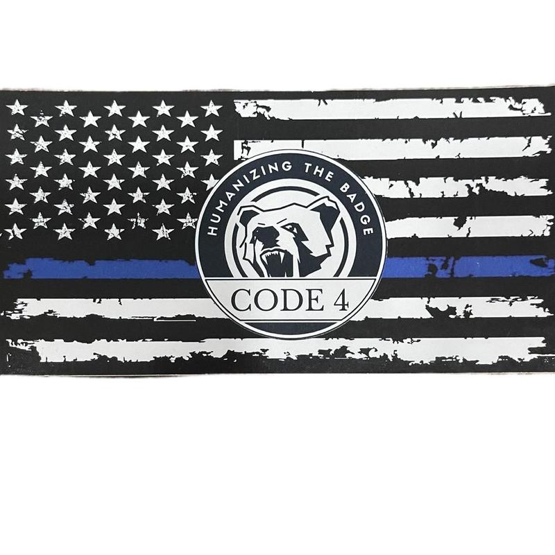1 Piece Code 4 Thin Blue Line Sticker 6X3" (Free Red Card) Humanizing the Badge Bumper Decal for Police Support Car & Truck Decoration