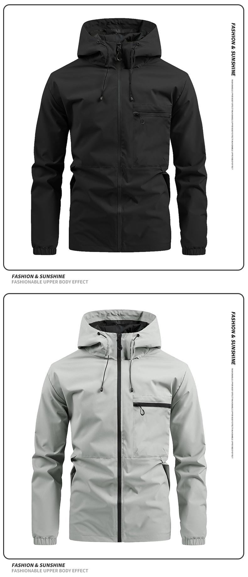 Men's casual jacket, tactical wear with durable waterproof surface, multiple pockets design, casual sports style, single piece outdoor gear, suitable for hiking and camping expeditions, outdoor activities, suitable for all seasons.