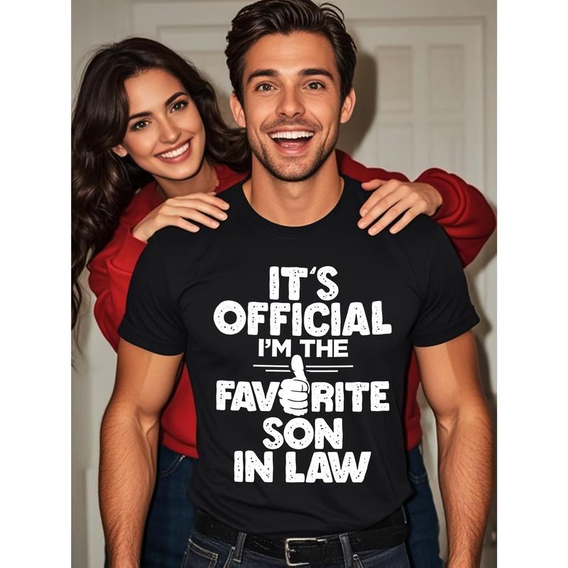 Official certification: The most popular son-in-law Men's casual T-shirt, black graphic T-shirt, round neck cotton, soft, fun, fashionable, super soft, breathable, moisture wicking, suitable for running and weekends