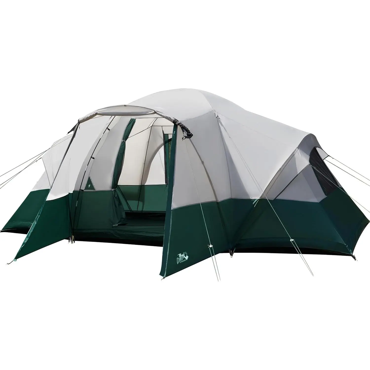 Camping Tent with Porch, Large Family Tents for Camping, PU1000MM Waterproof Tent with 5 Mesh Windows, Removable Rainfly, Reflective Windproof Rope, Big Dome Tent Fits 3 Queen Airbeds