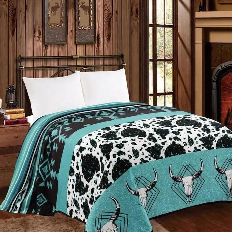 Cowgirl Western Flannel Blanket | Cow Print King-Sized Throw Blanket, 1 Count Soft Cozy All-Season Blanket, Warm Nap Blanket for Home Office Travel Western Home Decor, Birthday Gift for Cowgirl Lovers