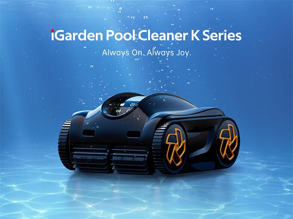 iGarden K Series Cordless Robotic Pool Cleaner for Inground & Above Ground Pools—Cleans Floor, Wall & Waterline with Smart Navigation, Touchscreen, Self-Parking, Up to 9H Runtime. outdoorfun