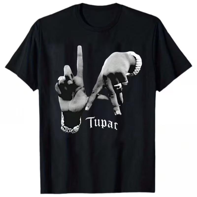 Pure Cotton Short Sleeve Shirt Tupac Element Print Unisex Rap Culture Tee for Men & Women Premium Soft Breathable