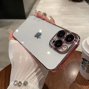 Luxury Plated Glitter Clear Case — Sparkling “Bling” Aesthetic Transparent Cover for iPhone 17/16/15/14/13/12/11 Pro Max—975