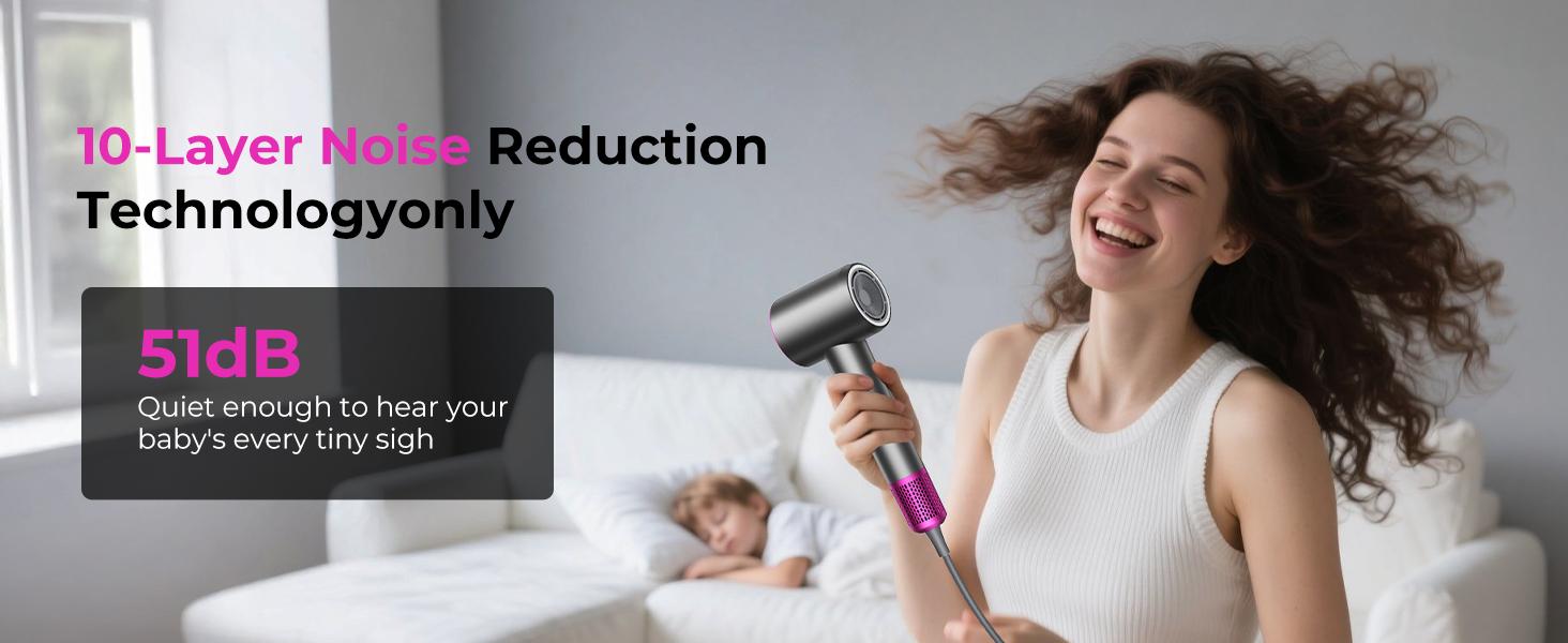 SHRATE Ultra-Fast Hair Dryer with 500 Million Negative Ions Magnetic Diffuser 1400W Power 160000 RPM Low Noise 5X Faster Drying Portable Lightweight Ergonomic Design | High Speed Fast Drying, Frizz Control & Smoothing