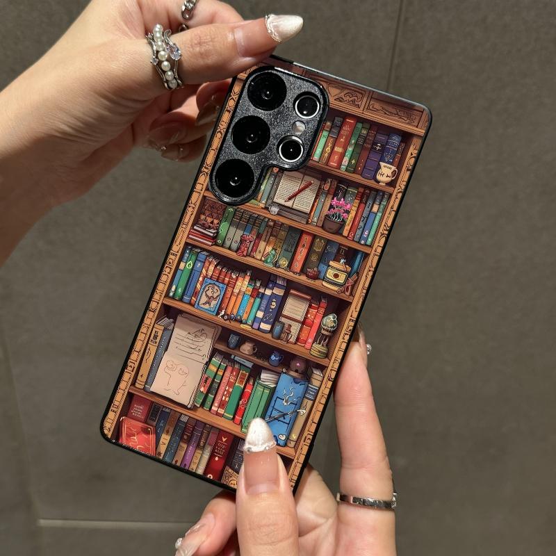 Compatible with iPhone 16 Pro Max /15/14/13/12/S25 Ultra/S24/S23/S22/Google Pixel 6/7/8/9 Phone Case  Bookshelf Pattern  phone case HN-SJ01