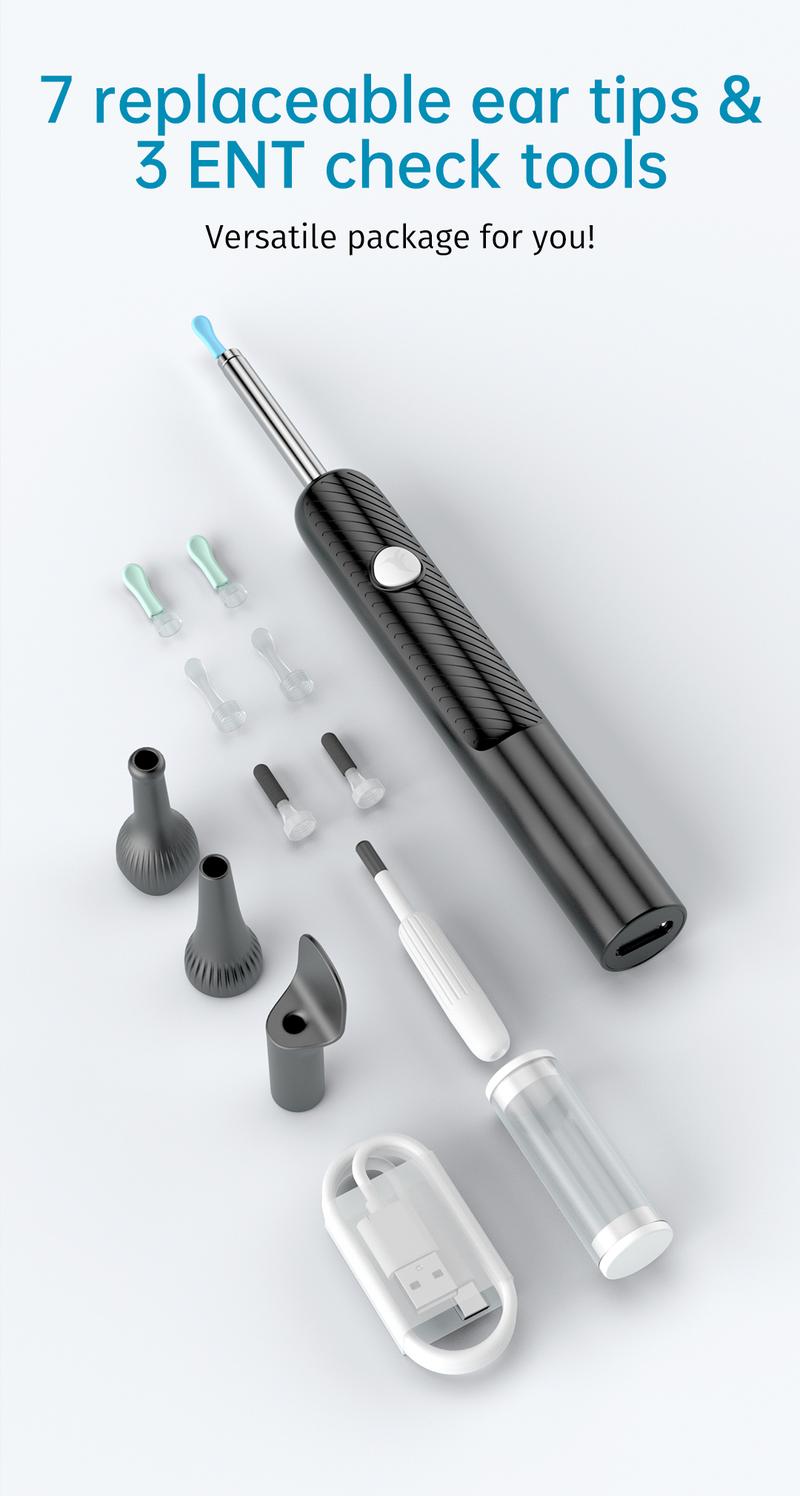 Wax Removal Kit Ear Cleaner with Camera Ear Scope Tweezers Visual Otoscope for Ear Nose Throat Examination Tool Family Use