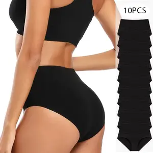 10-Pack Women’s Cotton Panties – Soft, Comfortable, Skin-Friendly, Elegant & Fashionable, Mid-Rise, Ideal for Daily Commuting